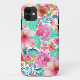 Capa Para iPhone 11 Colagem Floral Colorida de Água Colorida
