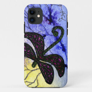 Capa Para iPhone 11 Colagem sobre a aguarela - amarelo azul da