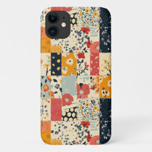 Capa Para iPhone 11 Colcha de retalhos florais vibrantes em tons quent