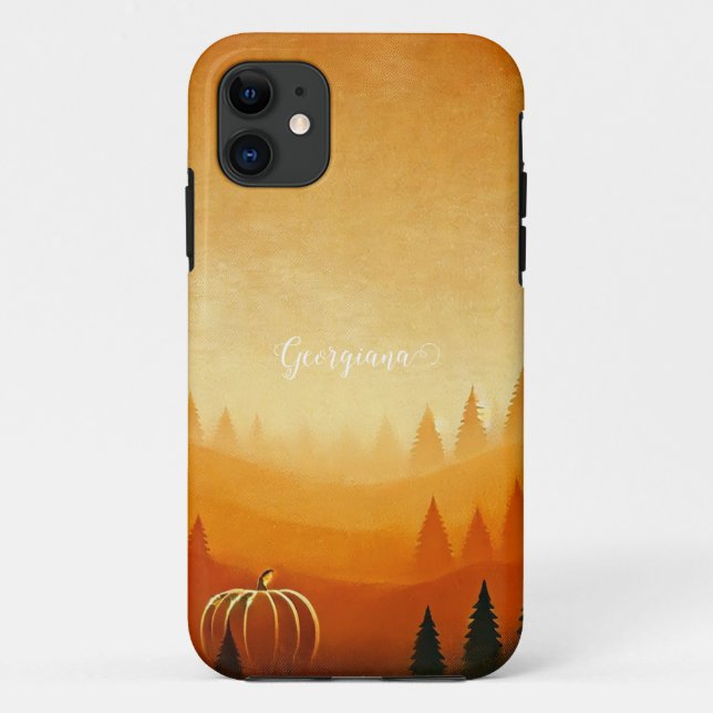 Capa Para iPhone 11 Colheita Automática de Pumpkin Personalizada (Verso)