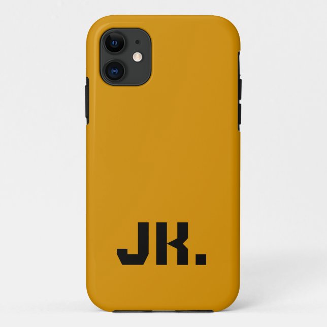 Capa Para iPhone 11 Colheita de Cor Sólida Dourada | Mínimo inicial (Verso)