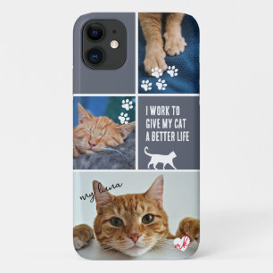 Capa Para iPhone 11 Coloração de cinzas Colagem de Fotos de Cat Monogr