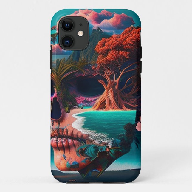 Capa Para iPhone 11 Colored skull head (Verso)