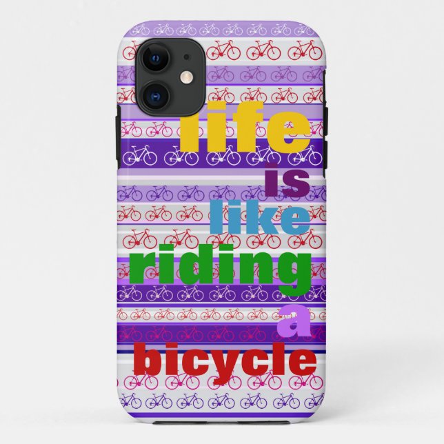 Capa Para iPhone 11 colorful riding a bicycle quote (Verso)