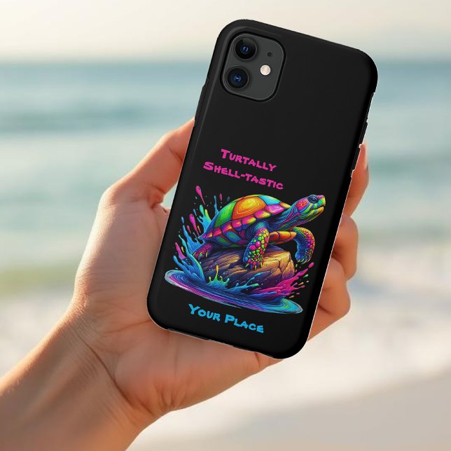 Capa Para iPhone 11 Colorir Coloração da Tartaruga (Colorful Turtle Splash-Fisherman Core-Dopamine Dressing-Phone Case-Black)
