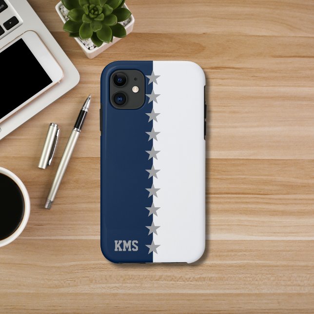Capa Para iPhone 11 Colunas Marinho Azul e Branco (Criador carregado)