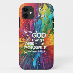 Capa Para iPhone 11 Com Deus Mateus 19-26