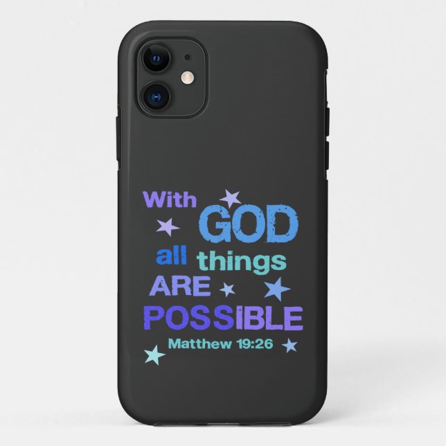 Capa Para iPhone 11 Com Deus todas as coisas são Possíveis Versículo d (Verso)