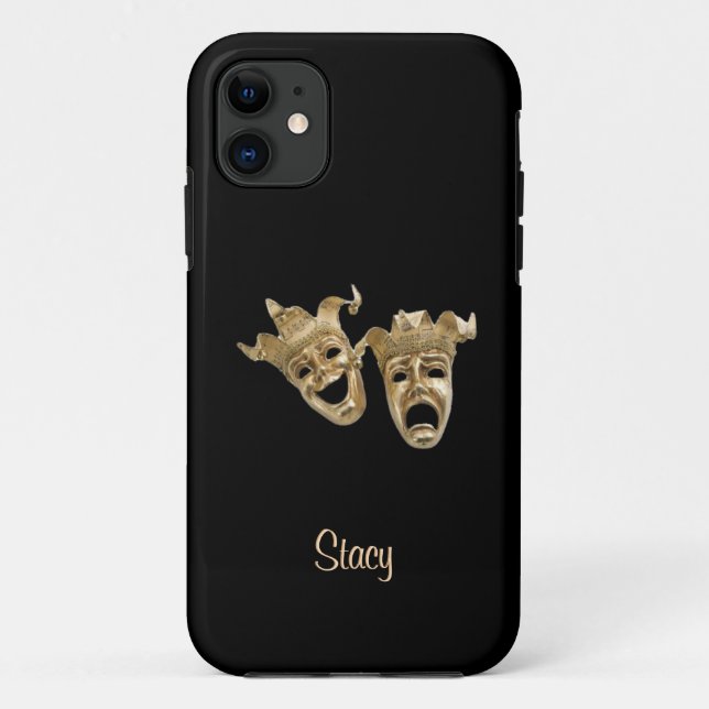 Capa Para iPhone 11 Comédia e Tragédia Monograma de Teatro Único (Verso)