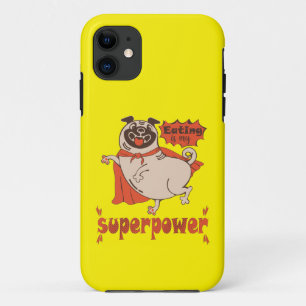 Capa Para iPhone 11 Comer é o meu super poder, estilo cômico de manto