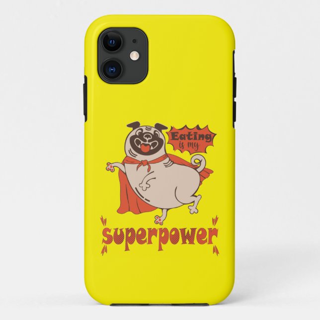 Capa Para iPhone 11 Comer é o meu super poder, estilo cômico de manto  (Verso)