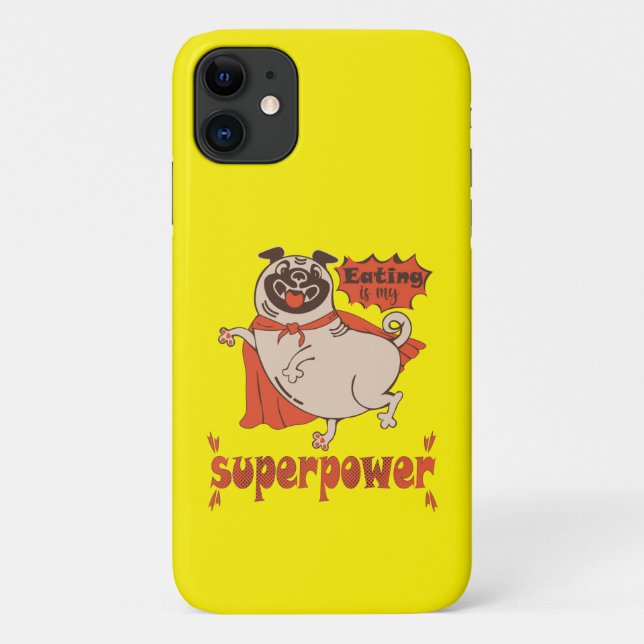 Capa Para iPhone 11 Comer é o meu super poder, estilo cômico de manto  (Verso)