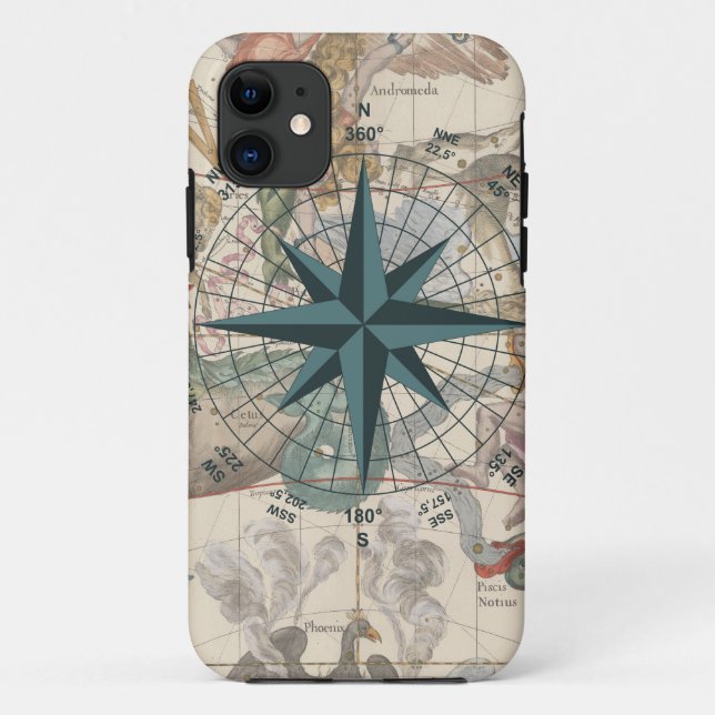 Capa Para iPhone 11 Compass em um Mapa Antigo (Verso)