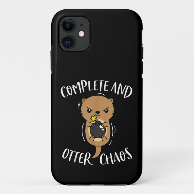 Capa Para iPhone 11 Completo e Caos de Lontra Engraçado Lontra Marinha (Verso)