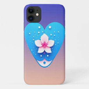 Capa Para iPhone 11 Composição de Flores Coloridas em Fundo Azul