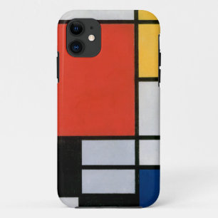 Capa Para iPhone 11 Composição Mondrial Amarelo Vermelho Azul Preto