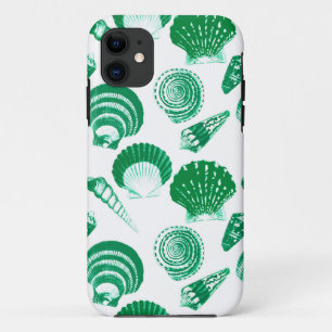 Capa Para iPhone 11 Conchas - esmeralda verde sobre fundo branco