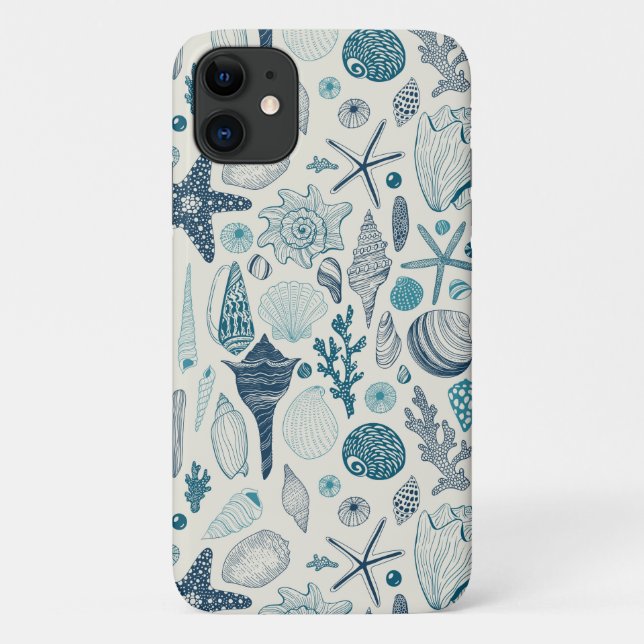 Capa Para iPhone 11 Conchas marítimas em branco (Verso)