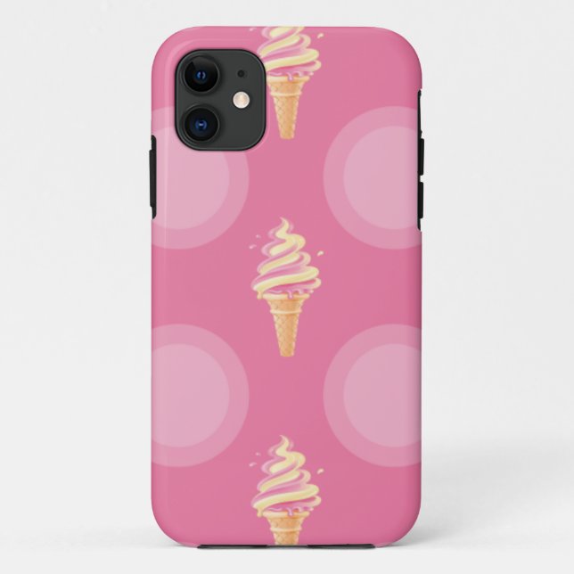 Capa Para iPhone 11 cone de sorvete rosa (Verso)