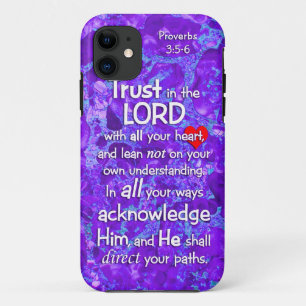 Capa Para iPhone 11 Confie no 3:5 do senhor Provérbio - roxo 6 crist