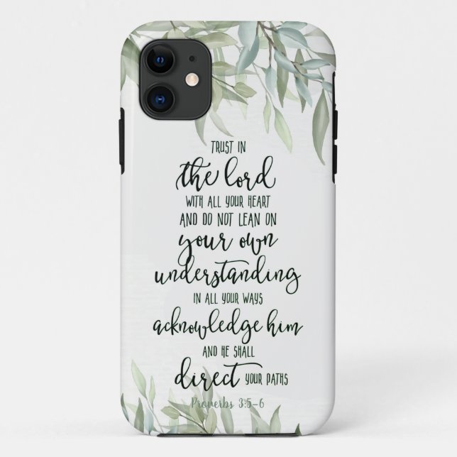 Capa Para iPhone 11 Confie no Senhor floral (Verso)