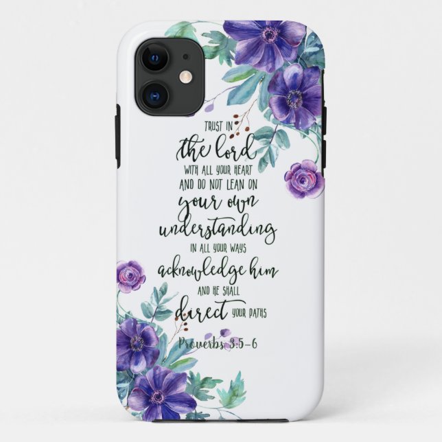 Capa Para iPhone 11 Confie no Senhor floral (Verso)