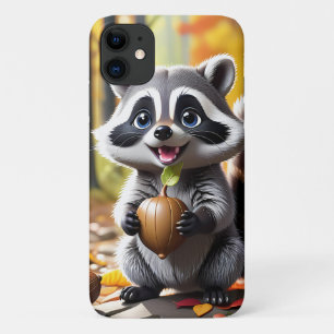 Capa Para iPhone 11 Configuração de outono do estilo Cute Kawaii Racco