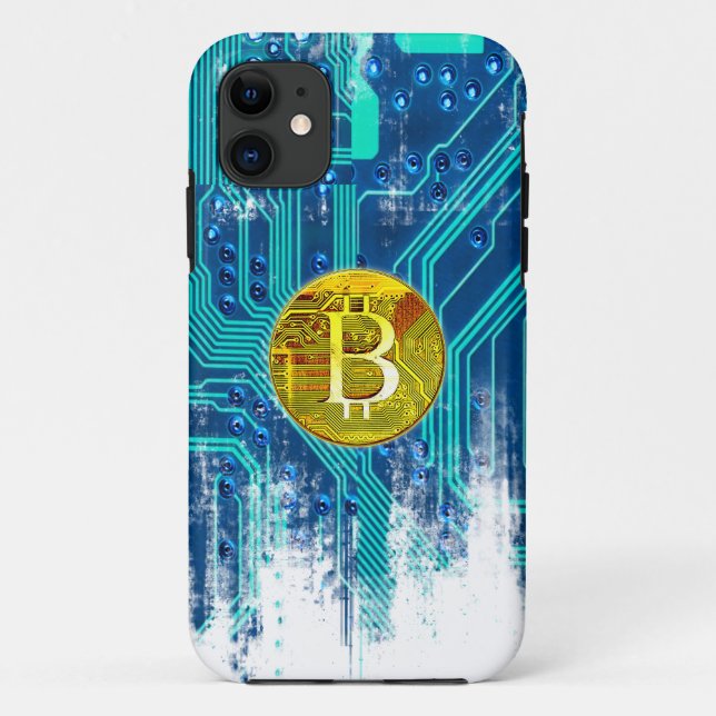 Capa Para iPhone 11 Conselho Bitcurrency e Circuito Criptomoeda (Verso)