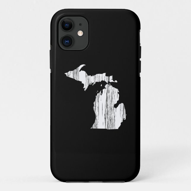 Capa Para iPhone 11 Contorno do estado de Michigan em apuros (Verso)