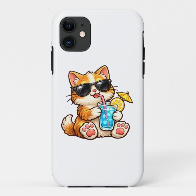 Capa Para iPhone 11 Cool Summer Cat (Verso)