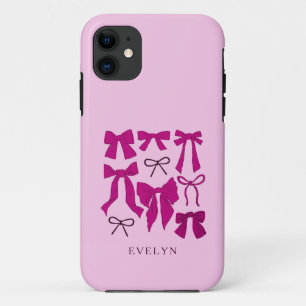 Capa Para iPhone 11 Coquette Girly Arcos Magenta