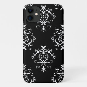 Capa Para iPhone 11 Cor damasco, Damasco Francês, Preto e Branco