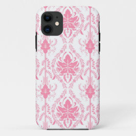 Capa Para iPhone 11 cor damasco rosa branca