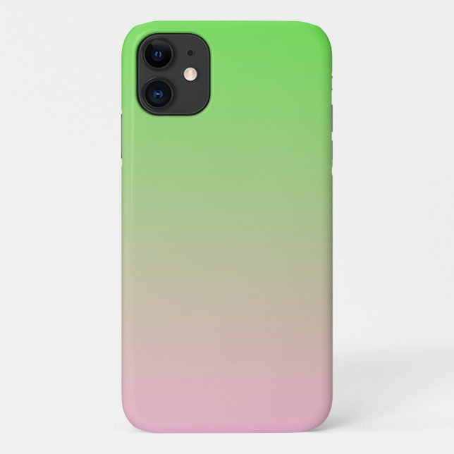 Capa Para iPhone 11 Cor de rosa para Verde limão (Verso)