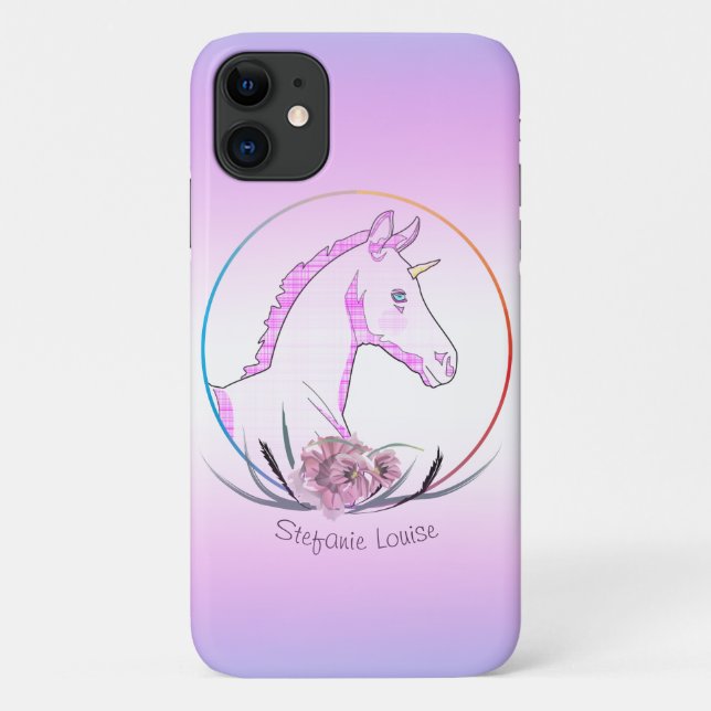 Capa Para iPhone 11 Cor-de-rosa (xadrez rosa) (Verso)