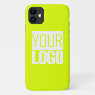 Capa Para iPhone 11 cor sólida amarelo fluorescente - adicione o logót