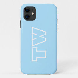 Capa Para iPhone 11 Cor Sólida Azul Gelo | Monograma minimalista
