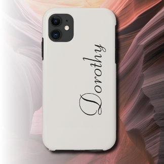 Capa Para iPhone 11 Cor Sólida Branca Óssea | Nome minimalista
