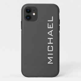 Capa Para iPhone 11 Cor Sólida da Cinza de carvão | Nome minimalista