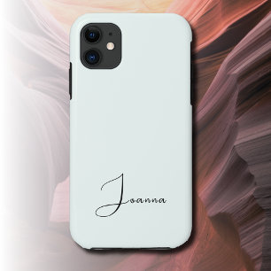 Capa Para iPhone 11 Cor Sólida do Creme de Mint Pastel   Nome minimali