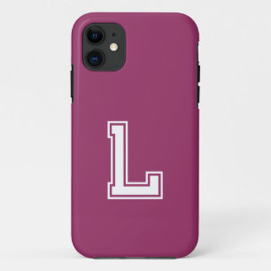 Capa Para iPhone 11 Cor Sólida do Gato   Monograma minimalista