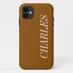 Capa Para iPhone 11 Cor Sólida Marrom do Bronze Nome minimalista