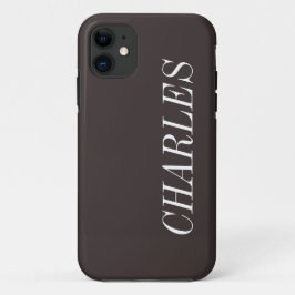 Capa Para iPhone 11 Cor sólida marrom do cacau | Nome minimalista