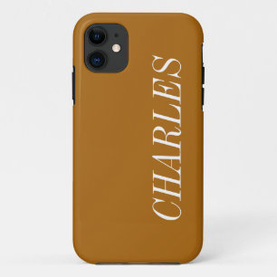 Capa Para iPhone 11 Cor Sólida Marrom do Mapeamento   Nome minimalista