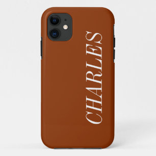 Capa Para iPhone 11 Cor sólida marrom-ferrugem   Nome minimalista