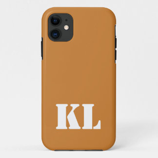 Capa Para iPhone 11 Cor Sólida Metálica de Bronze | Monograma minimali