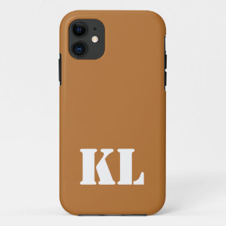 Capa Para iPhone 11 Cor Sólida Metálica de Cobre | Monograma minimalis