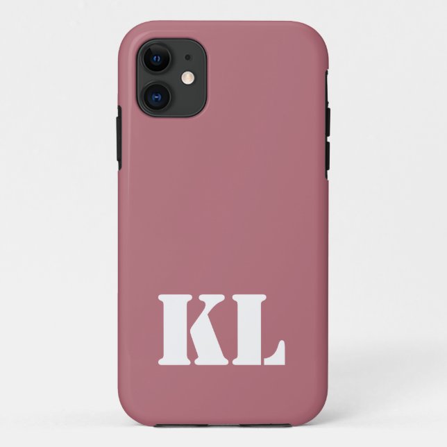 Capa Para iPhone 11 Cor Sólida Metálica Dourada rosa | Monograma minim (Verso)