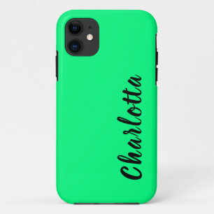 Capa Para iPhone 11 Cor Sólida Neon Primavera Verde   Personalização p