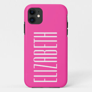Capa Para iPhone 11 Cor Sólida Rosa De Morango Nome minimalista